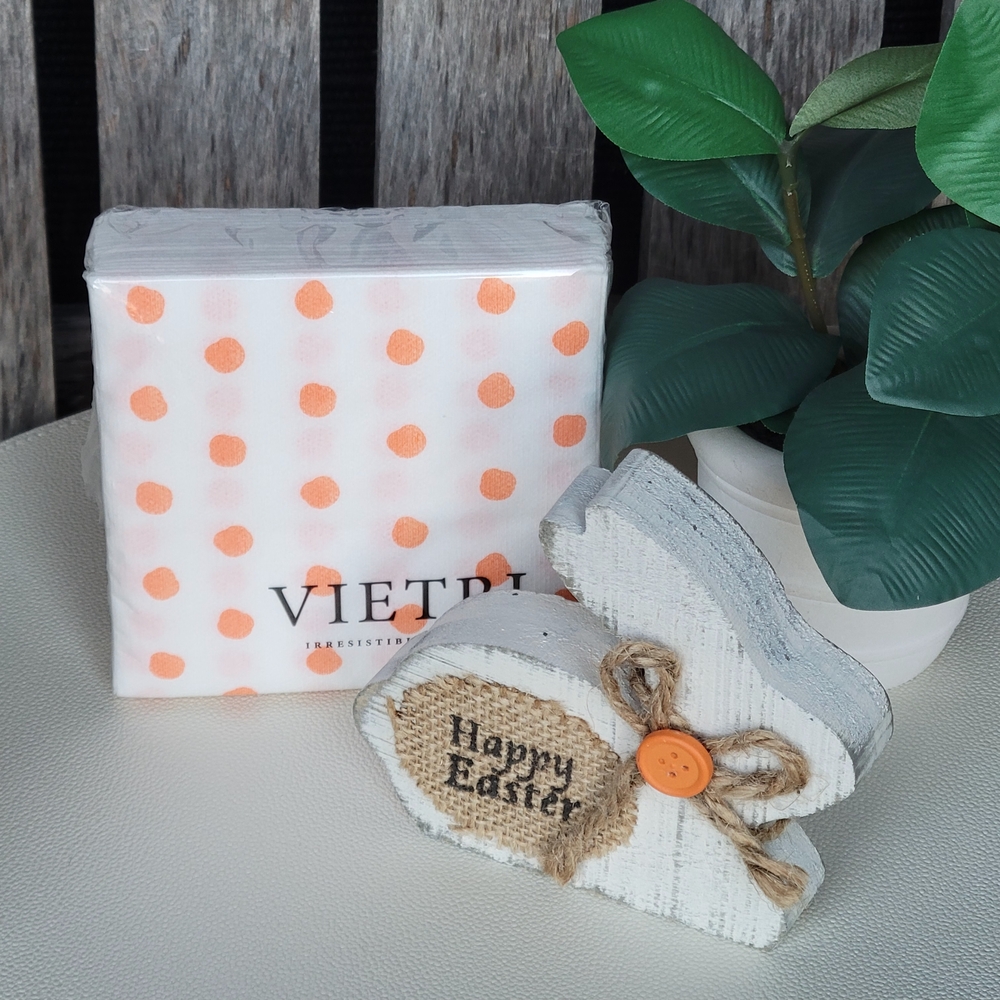 Easter Bunny Decor with Orange Polka Dot Vietri Napkins - Picture 2 of 8
